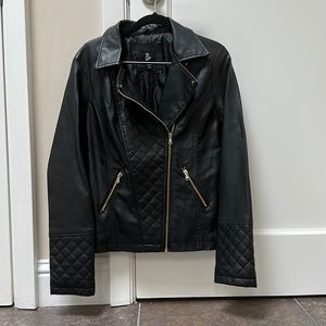 Faux leather jacket with gold details